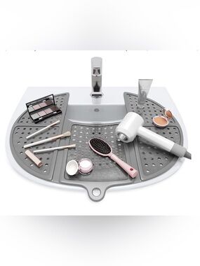 Sink Countertop Mat - Gray Bathroom Organization Pad